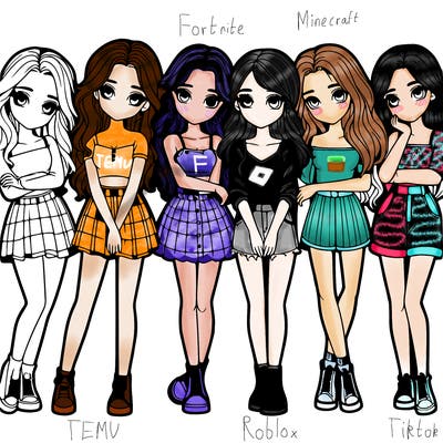 a group of girls realistic