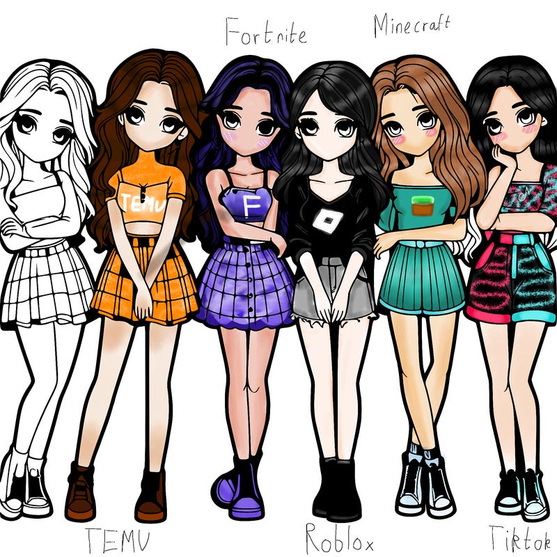 a group of girls realistic