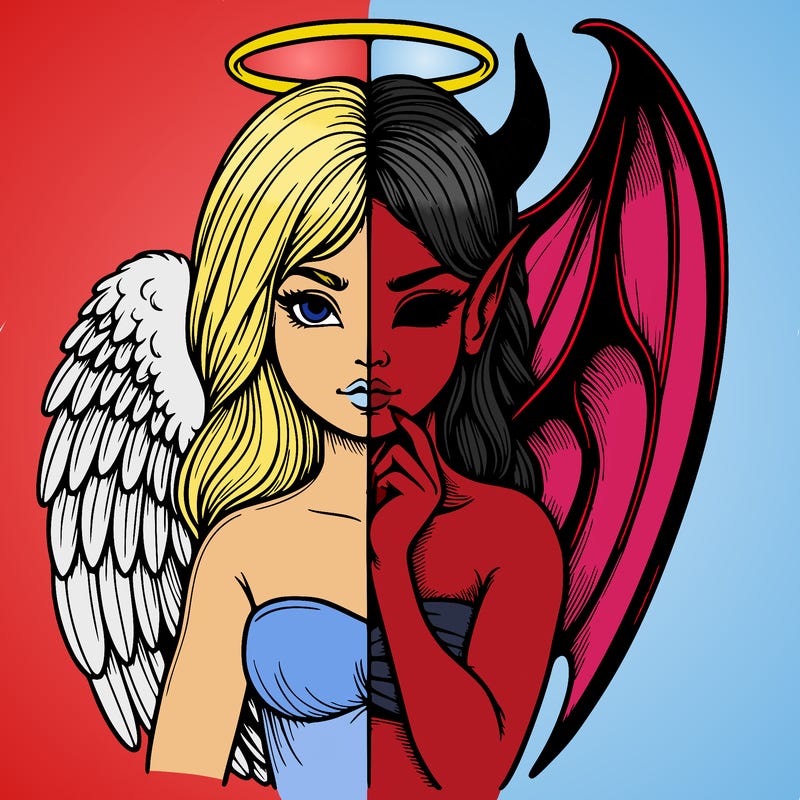 realistic angel half demon