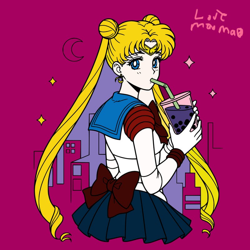 sallior moon drinking boba