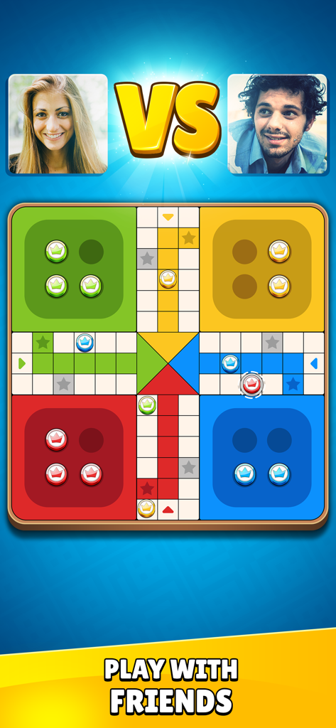 Ludo Party : Dice Board Game - 디지털 보드에서 친구들과의 경쟁 경기를 보여주는 루도 파티 게임 플레이