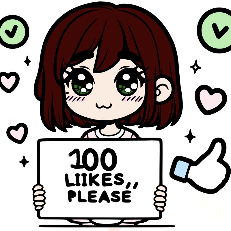 a girl with a sign saying 100 likes, please