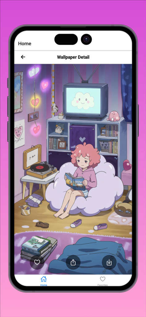 Girly Wallpapers: Pink & Cute - Fondo de pantalla estético bonito de una chica con pelo rosa leyendo en una habitación acogedora