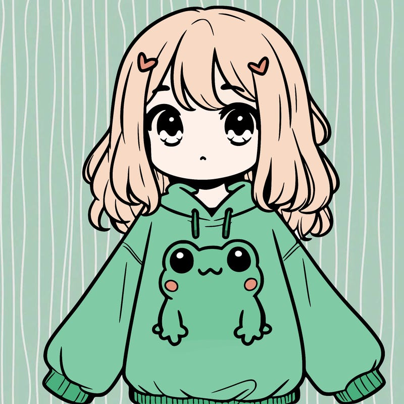 girl wearing frogging sweatshirt