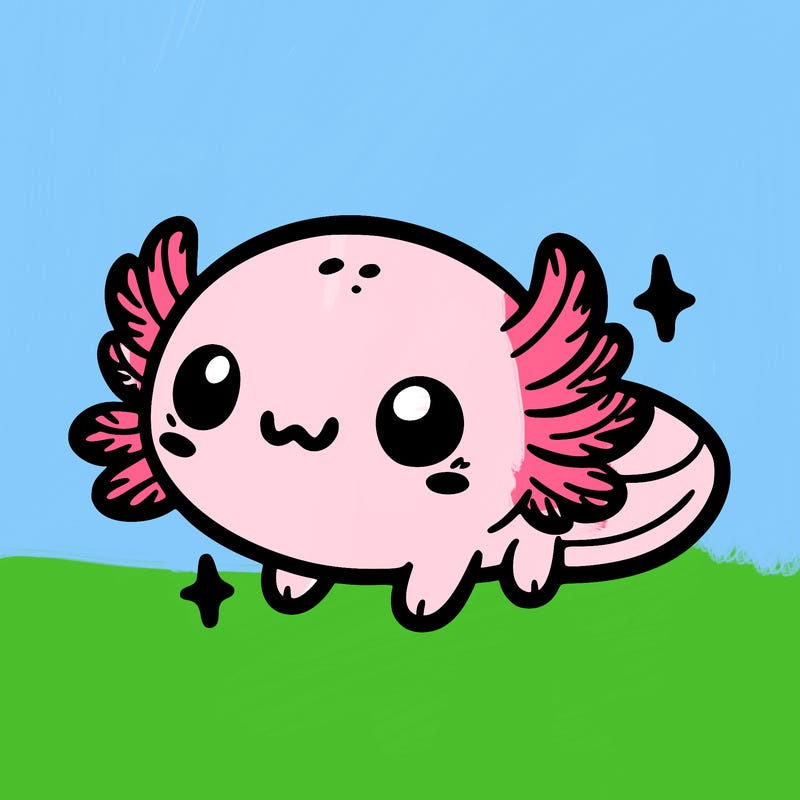 cute easy baby axolotl