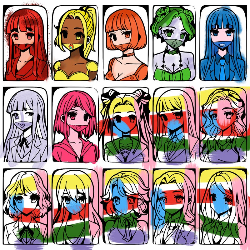 girls that look diffrent anime