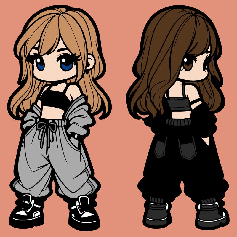 girl in crop top and baggy pants