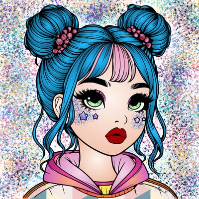 realistic girl with space buns