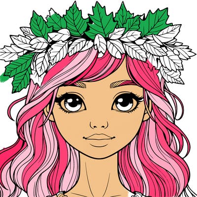 realistic girl with fall leaf crown