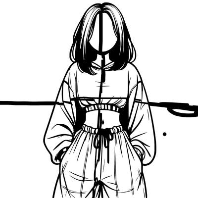 realistic girl faceless with baggy pants and a crop top