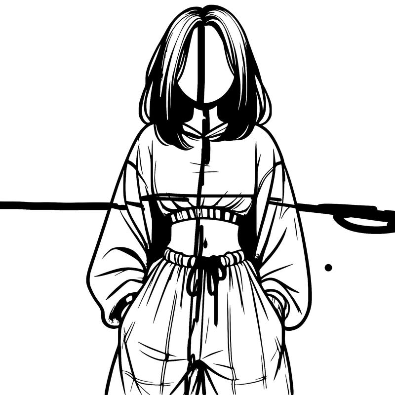 realistic girl faceless with baggy pants and a crop top