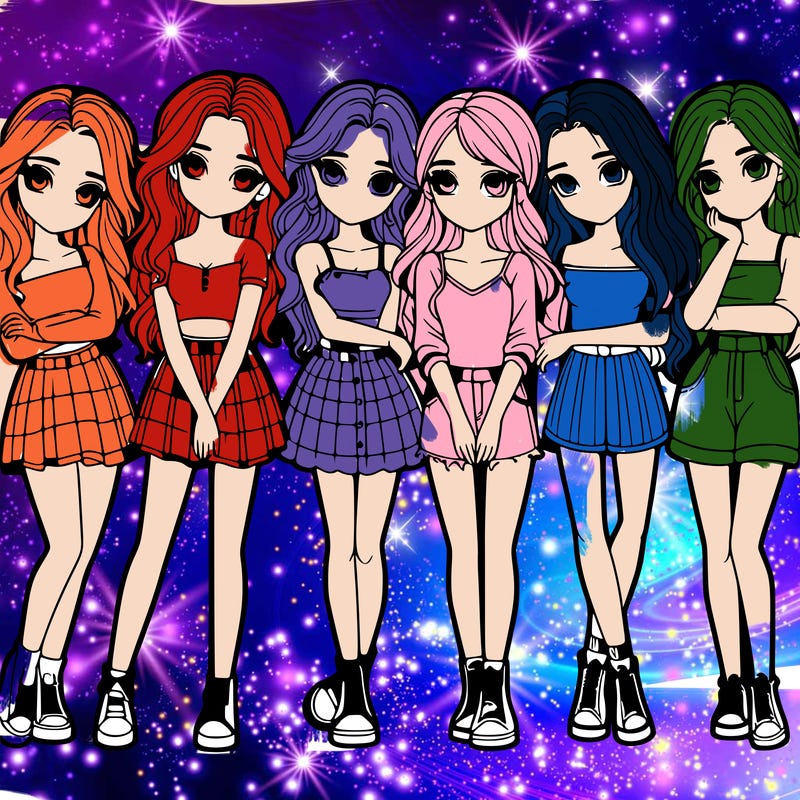 a group of girls realistic