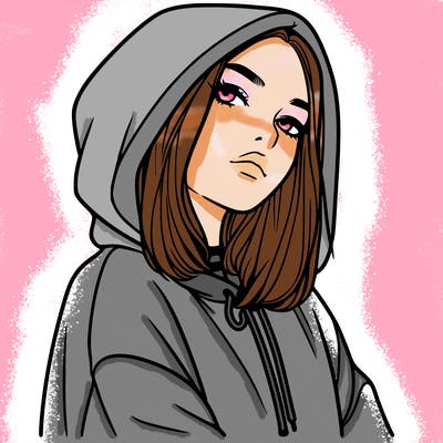 a realistic girl in a hoodie