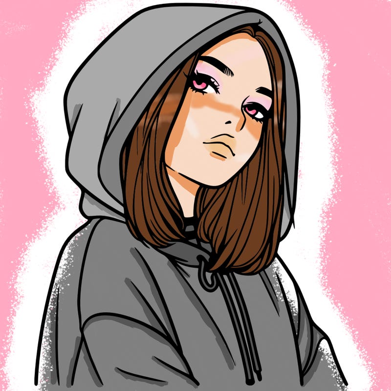 a realistic girl in a hoodie
