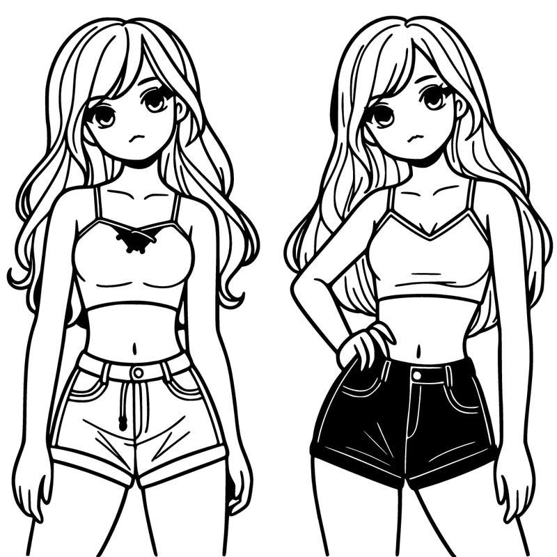2 girls in a crop tops and shorts