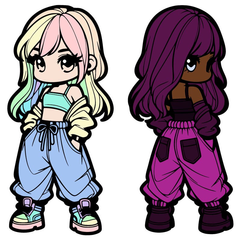 girl in crop top and baggy pants