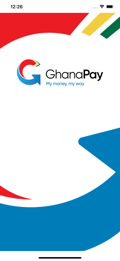 GhanaPay Customer - GhanaPay Customer app splash screen featuring the logo and slogan My money my way