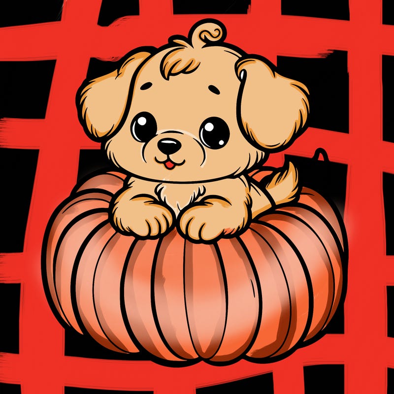 cute little puppy in a pumpkin