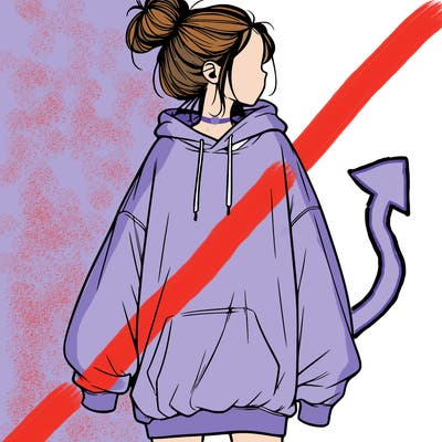 realistic girl with a oversized sweatshirt on and a bun