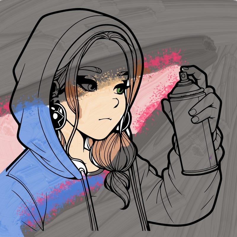 a realistic girl, spray painting