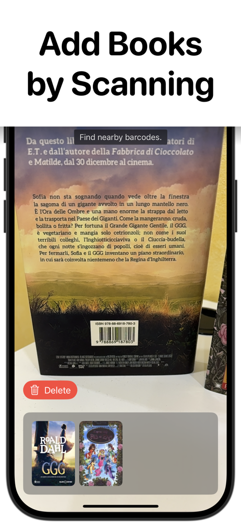 Bookshelf - Vox - iPhone camera scanning a book barcode to add it to the Vox digital library