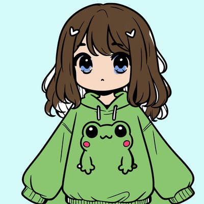 girl wearing frogging sweatshirt