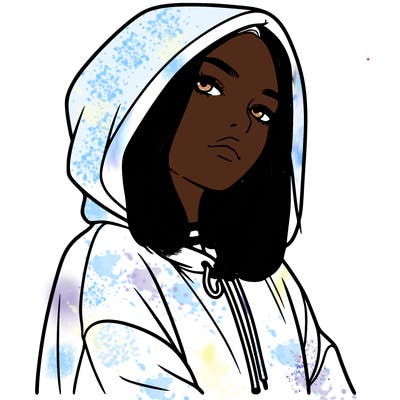 a realistic girl in a hoodie
