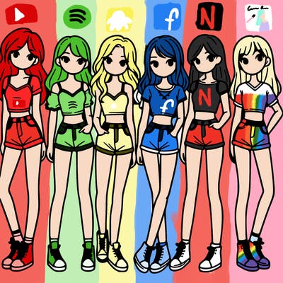 a group of girls wearing crop tops and shorts