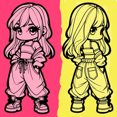 girl in crop top and baggy pants