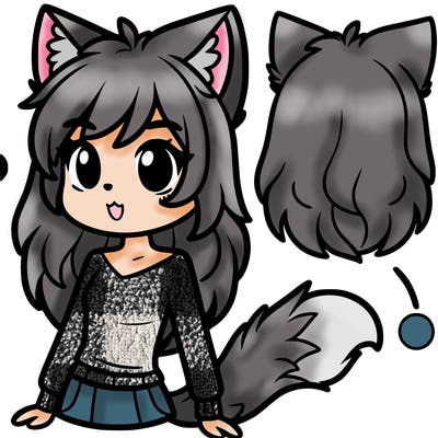 girl with wolf ears and tail