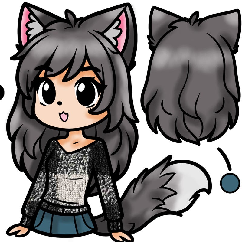 girl with wolf ears and tail