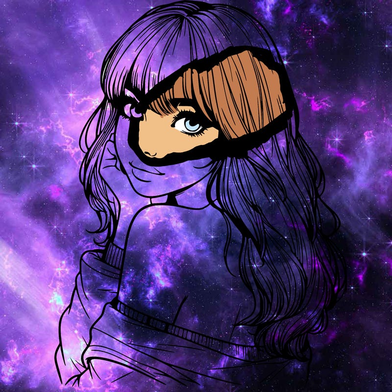 realistic girl with bangs looking over her shoulder