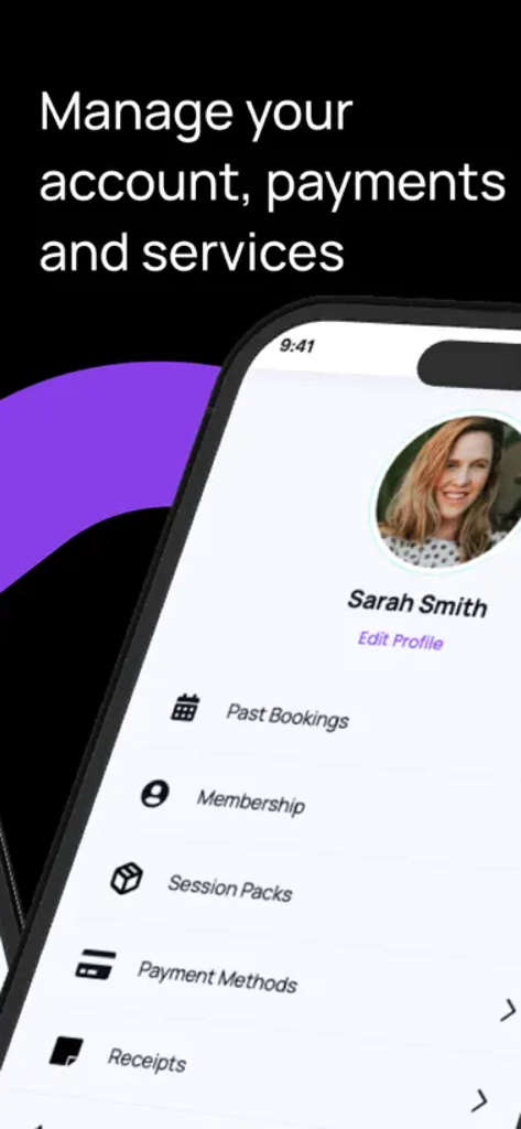 regen london - REGEN London app screen for managing user account, payments, and fitness services.