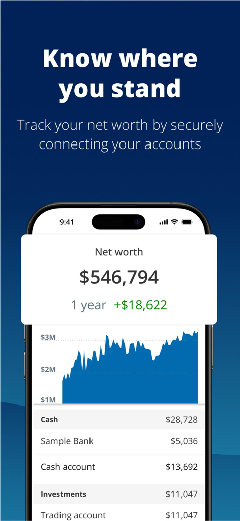 Empower mobile app dashboard showing net worth tracking and financial account overview