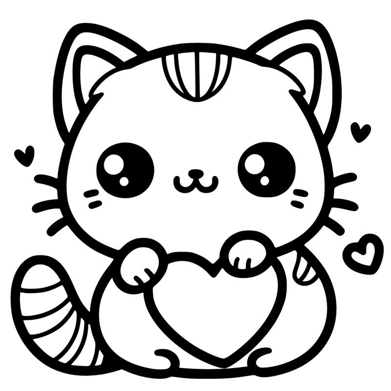 cat with heart cute