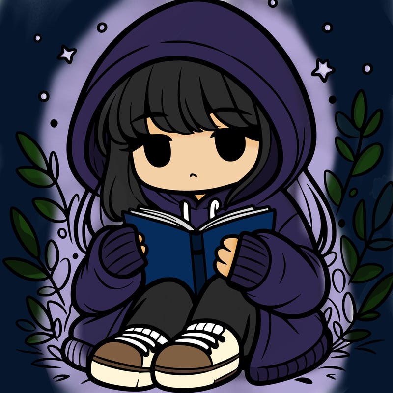 girl in oversized hoodie reading a book