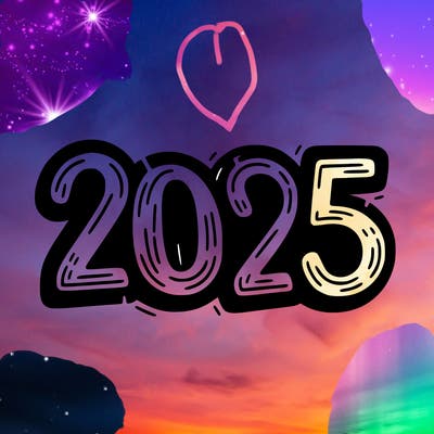 one line scrawled numbers sketch design “2025”