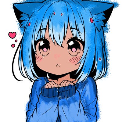 shy anime catgirl