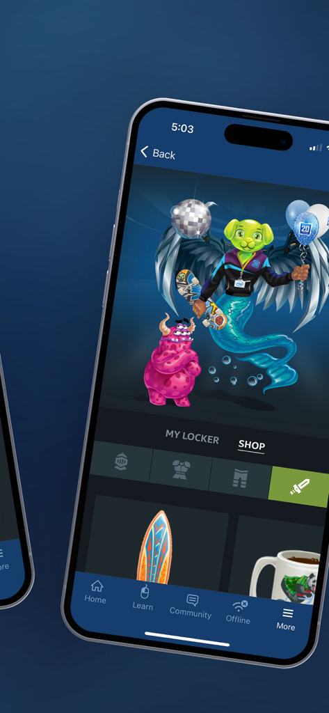 Intel® Retail Edge Program - Interface of the Intel Retail Edge Program app showing avatar customization and the rewards shop.