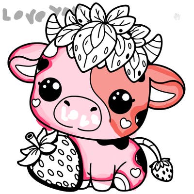 cute strawberry cow