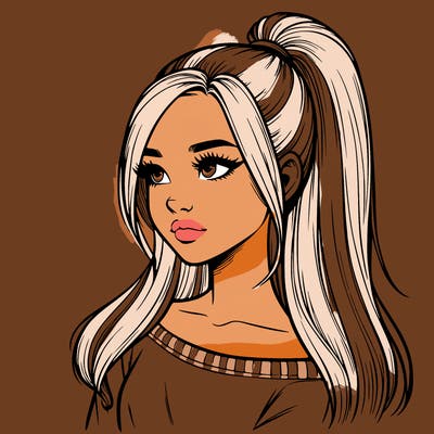 realistic girl with a high ponytail