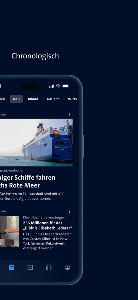 Tagesschau mobile app displaying a chronological list of news stories in German.