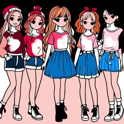 a group of five girls