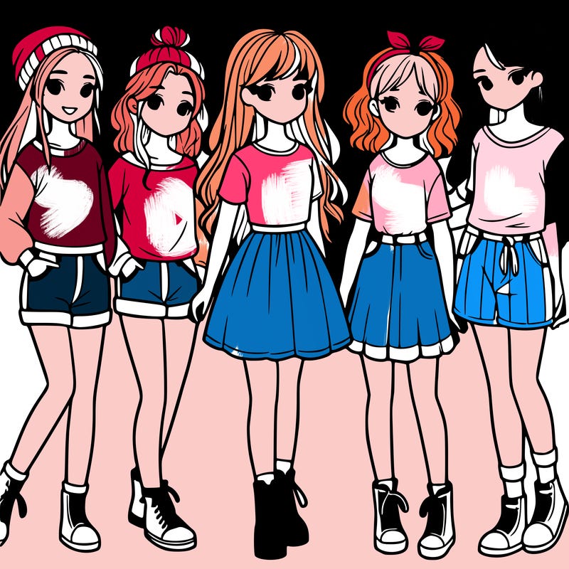 a group of five girls