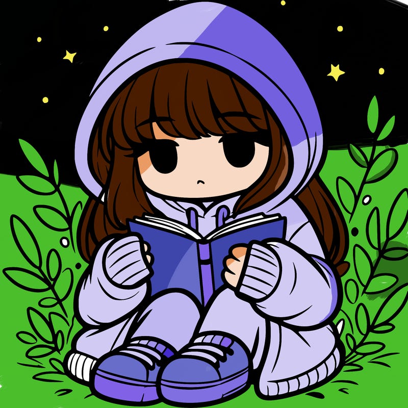 girl in oversized hoodie reading a book