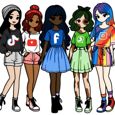 a group of five girls