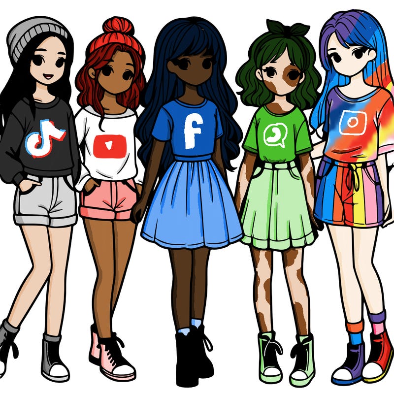 a group of five girls