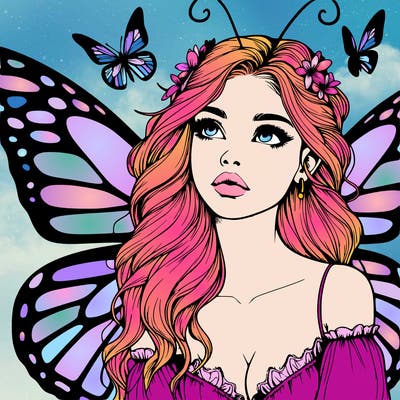 butterfly fairy realistic girl