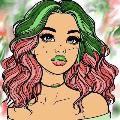 realistic girl with wavy hair and lips