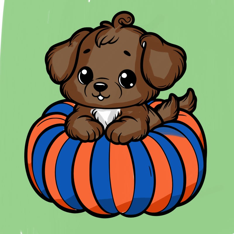 cute little puppy in a pumpkin